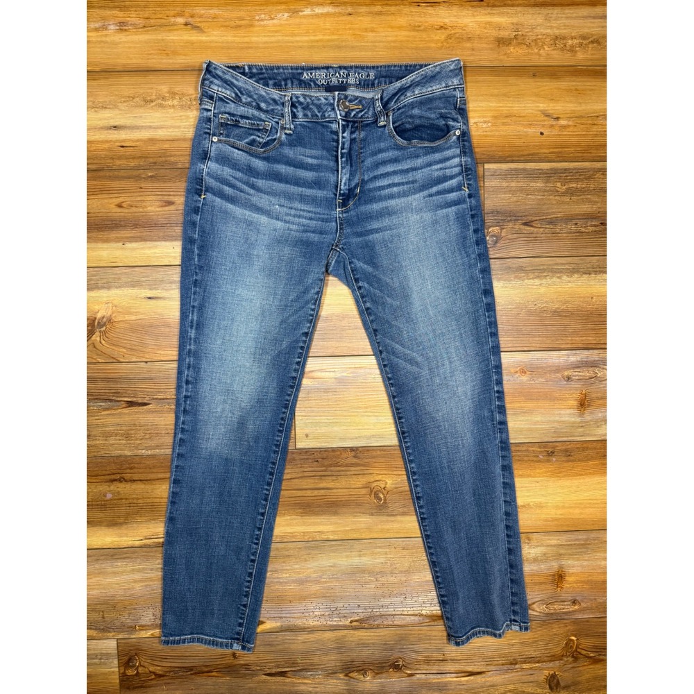 American Eagle Outfitters Women Medium Wash Mid Rise Skinny Jeans Size 12 Short